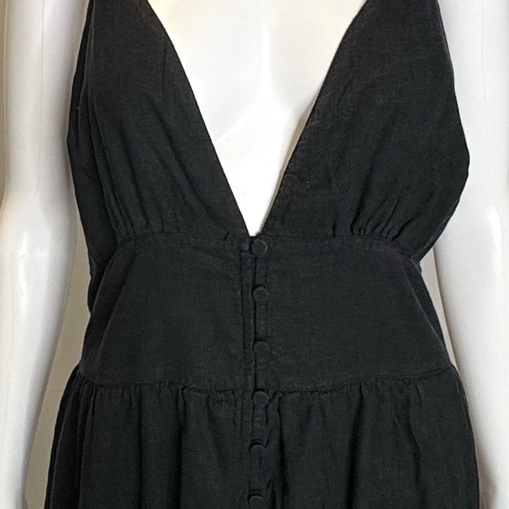 Abercrombie & Fitch Black Linen Blend Empire Sundress Size Large Tall Maxi Dress